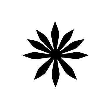 Basit siyah-beyaz yıldız patlaması çiçek grafik tasarımı