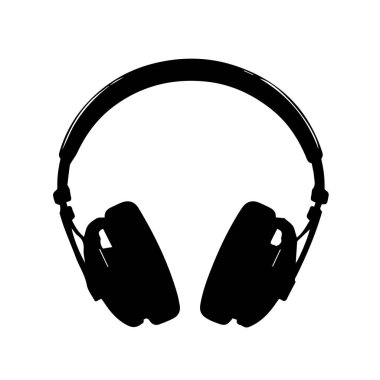 Kulaklığın üstündeki siyah siluet müzik sesi
