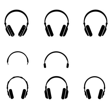 Siyah siluet kulaklık koleksiyonu