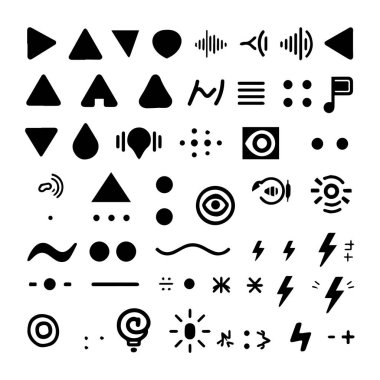 Tasarım için el çizimi siyah simgeler ve semboller koleksiyonu