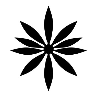 Soyut siyah çiçek grafik tasarım ögesi