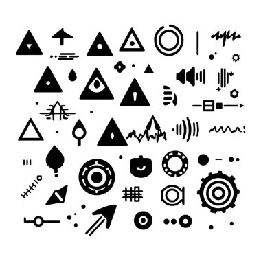 Soyut siyah ve beyaz geometrik şekiller tasarım elementleri