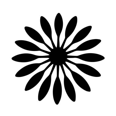 Soyut siyah çiçek mandala tasarım ögesi