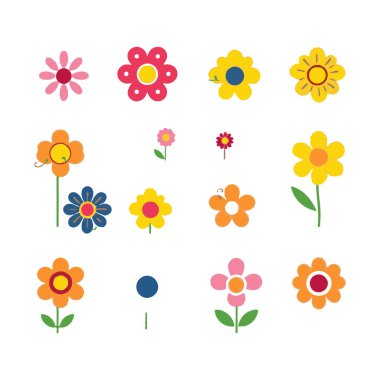 Renkli basit çiçek illüstrasyonları koleksiyonu