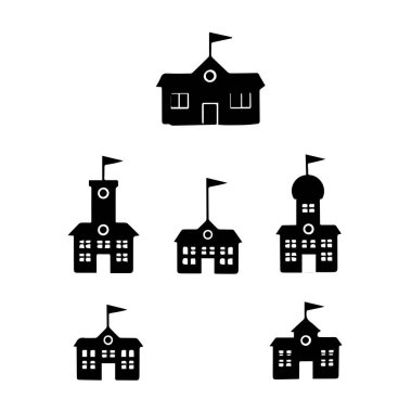 Altı basit siyah okul binası simgesi