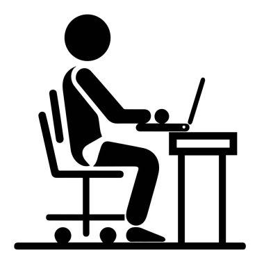 Masa başı simgesinde dizüstü bilgisayarda çalışan kişi