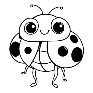 Sevimli uğur böceği çizimi siyah beyaz