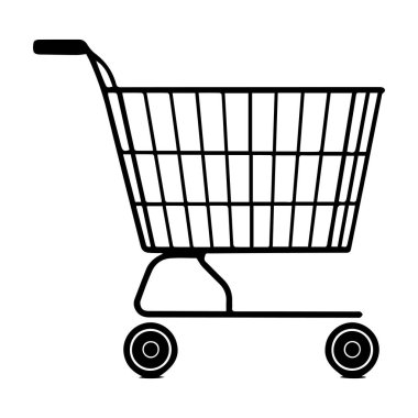 Basit siyah-beyaz alışveriş arabası resimleme