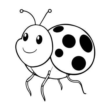 Tatlı uğur böceği çizimi siyah beyaz