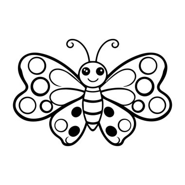 Şirin bir kelebek tasarım boyama sayfası.