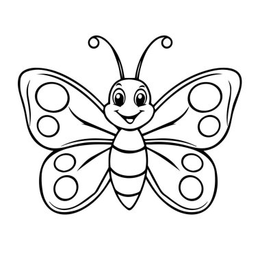 Şirin bir kelebek çizimi çizim sayfası.