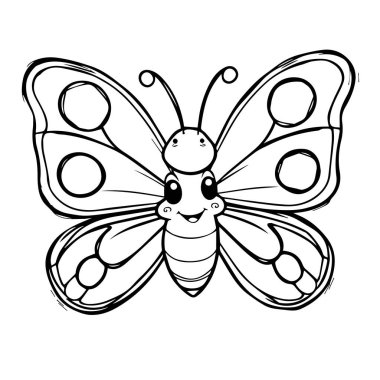 Sevimli kelebek çizimi resimleme sayfası tasarımı
