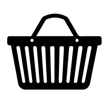 Beyaz arkaplanda siyah alışveriş sepeti simgesi izole edildi