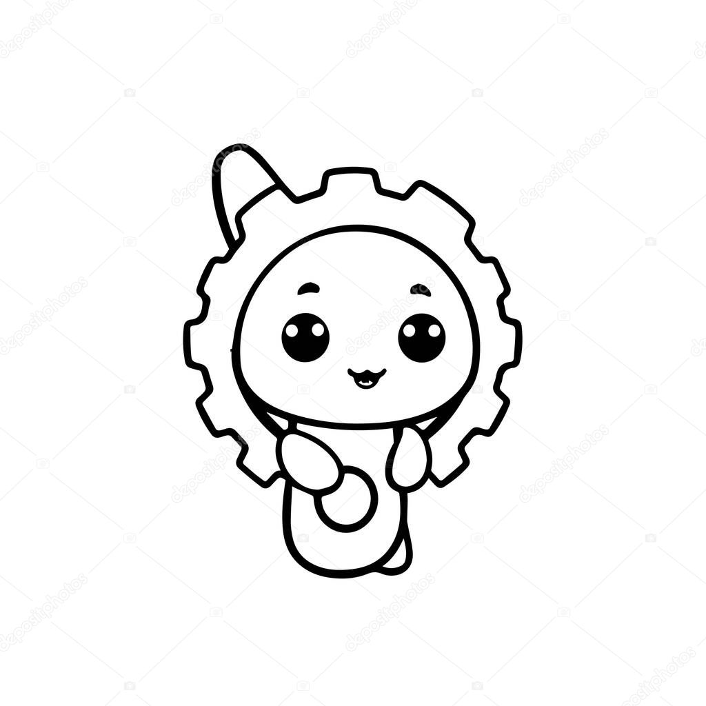 Cute cartoon robot character gear head design
