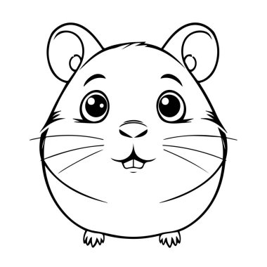 Sevimli çizgi film hamster yüz çizgisi boyama sayfaları için resim çizimi