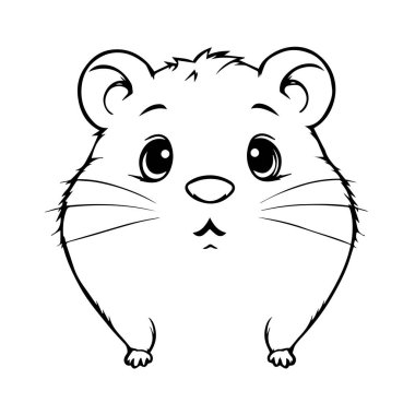 Sevimli çizgi film hamster çizimi boyama kitabı için sanat