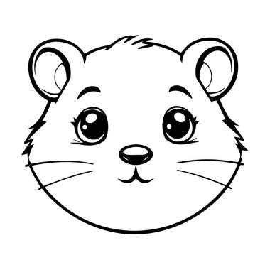 Çocuklar için sevimli çizgi film hamster yüz hatları çizimi