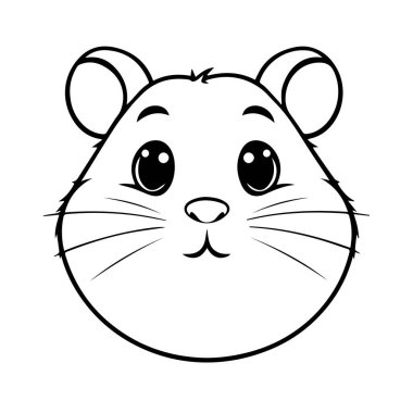 Çocuklar için sevimli çizgi film hamster yüz hatları çizimi