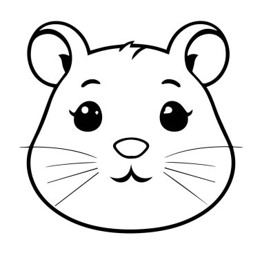 Çocuklar için sevimli çizgi film hamster yüz hatları çizimi