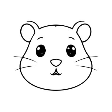 Çocuklar için sevimli çizgi film hamster yüz hatları çizimi