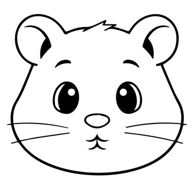 Renkli sayfalar ve tasarımlar için sevimli çizgi film hamster yüz hatları
