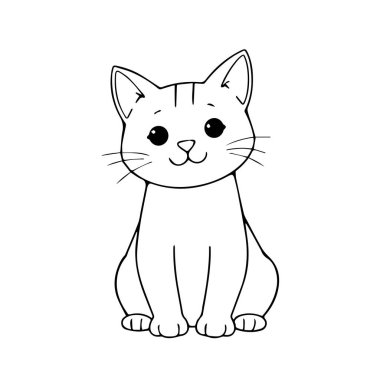 Boyama sayfaları için sevimli çizgi film kedi çizimi sanatı