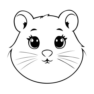 Çocuklar için sevimli çizgi film hamster yüz hatları çizimi
