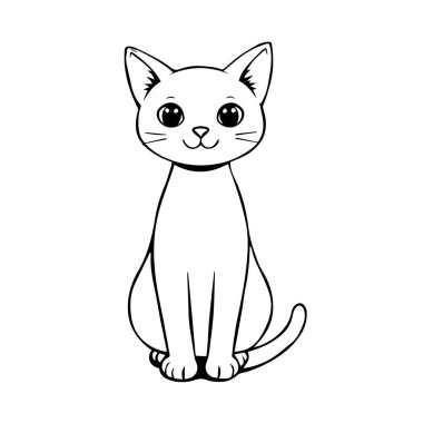 Çizgi filmlerdeki sevimli kedi çizimi.