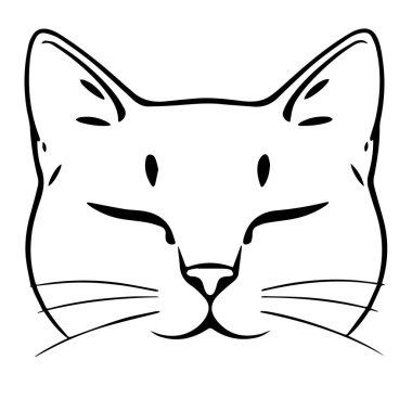 Şirin kedi suratlı bir çizimin basit çizimi