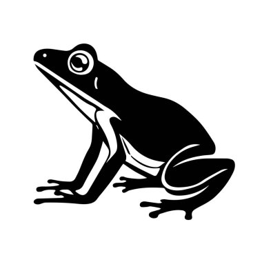 Yan yana oturan bir kurbağanın siyah ve beyaz çizimi