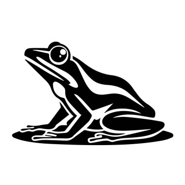 Şekillendirilmiş siyah-beyaz kurbağa illüstrasyon profili görünümü