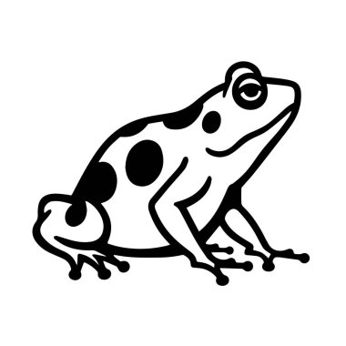 Benekli bir kurbağanın siyah beyaz çizimi