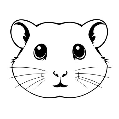 Sevimli hamster surat çizimi siyah beyaz çizgi sanatı