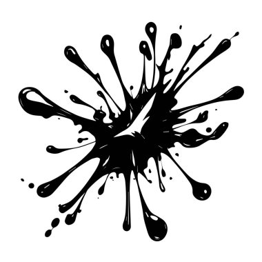 Beyaz arkaplanda soyut siyah mürekkep sıçraması