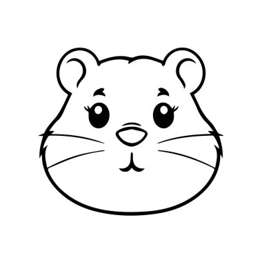 Çocuklar için sevimli çizgi film hamster yüz hatları çizimi