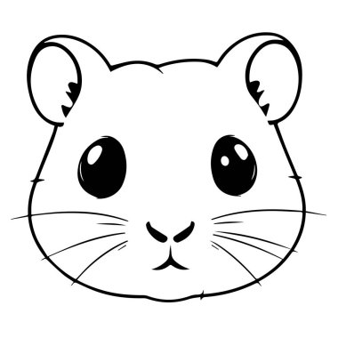 Çocuklar için sevimli çizgi film hamster yüz hatları çizimi