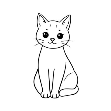 Boyama sayfaları için sevimli çizgi film kedi çizimi sanatı