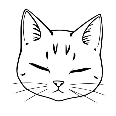 Tasarım projeleri için Serene Cat Face çizgisi çizimi