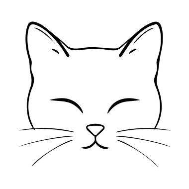 Sevimli bir kedi suratının basit çizimi