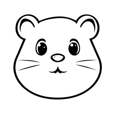 Çocuklar için sevimli çizgi film hamster yüz hatları çizimi