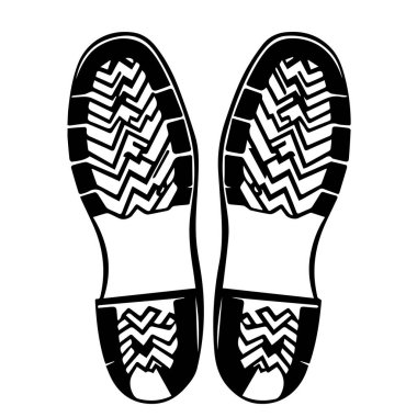 Ayrıntılı lastik izi olan bir çift siyah bot izi.