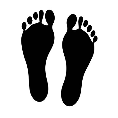 Beyaz arka planda iki çıplak ayaklı basit siyah siluetler.