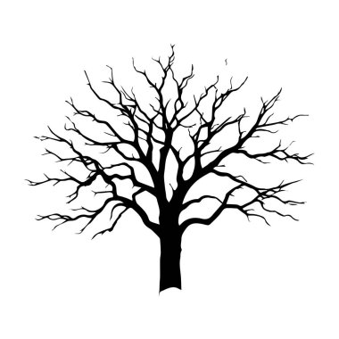 Çıplak ağaç silueti kış mevsimi doğa illüstrasyonu