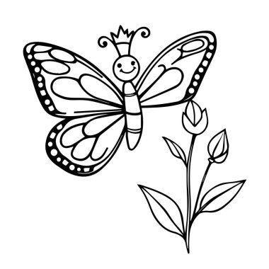 Çiçek tomurcuklarının yanında taç takan sevimli bir kelebek.