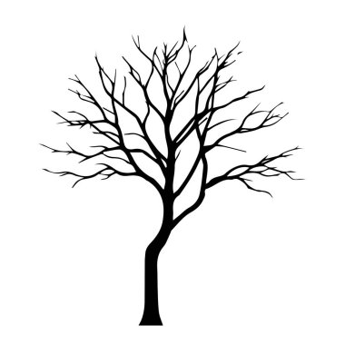 Çıplak ağaç silueti çizimi kış doğası grafiği