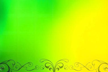 Canlı bir arkaplan, en altta zarif, koyu renkli bir çiçek tasarımı olan yeşil ve sarı renklerin gradyan bir karışımını içerir..