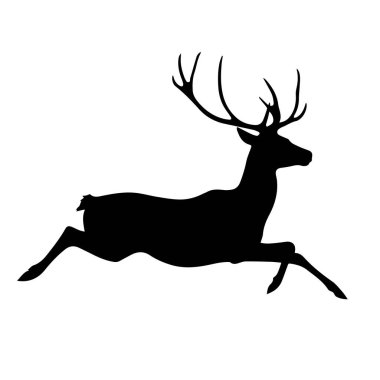Boynuzları olan zıplayan geyiğin görkemli silueti.