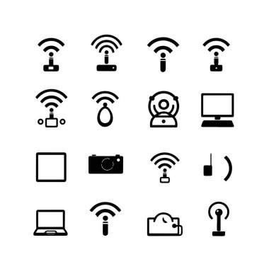 Dijital aygıtlar ve aygıtlar için kablosuz teknoloji simgeleri ayarlandı