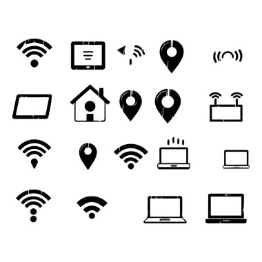 Dijital aygıtlar için kablosuz teknoloji simgeleri koleksiyonu