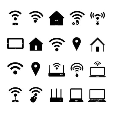 Dijital aygıtlar ve ev için kablosuz ağ simgeleri koleksiyonu